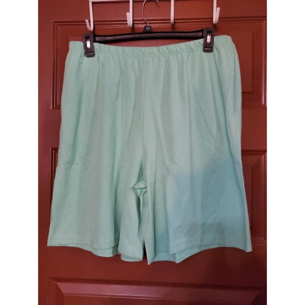 Easy Essentials Green Cotton Shorts With Pockets Size 1X